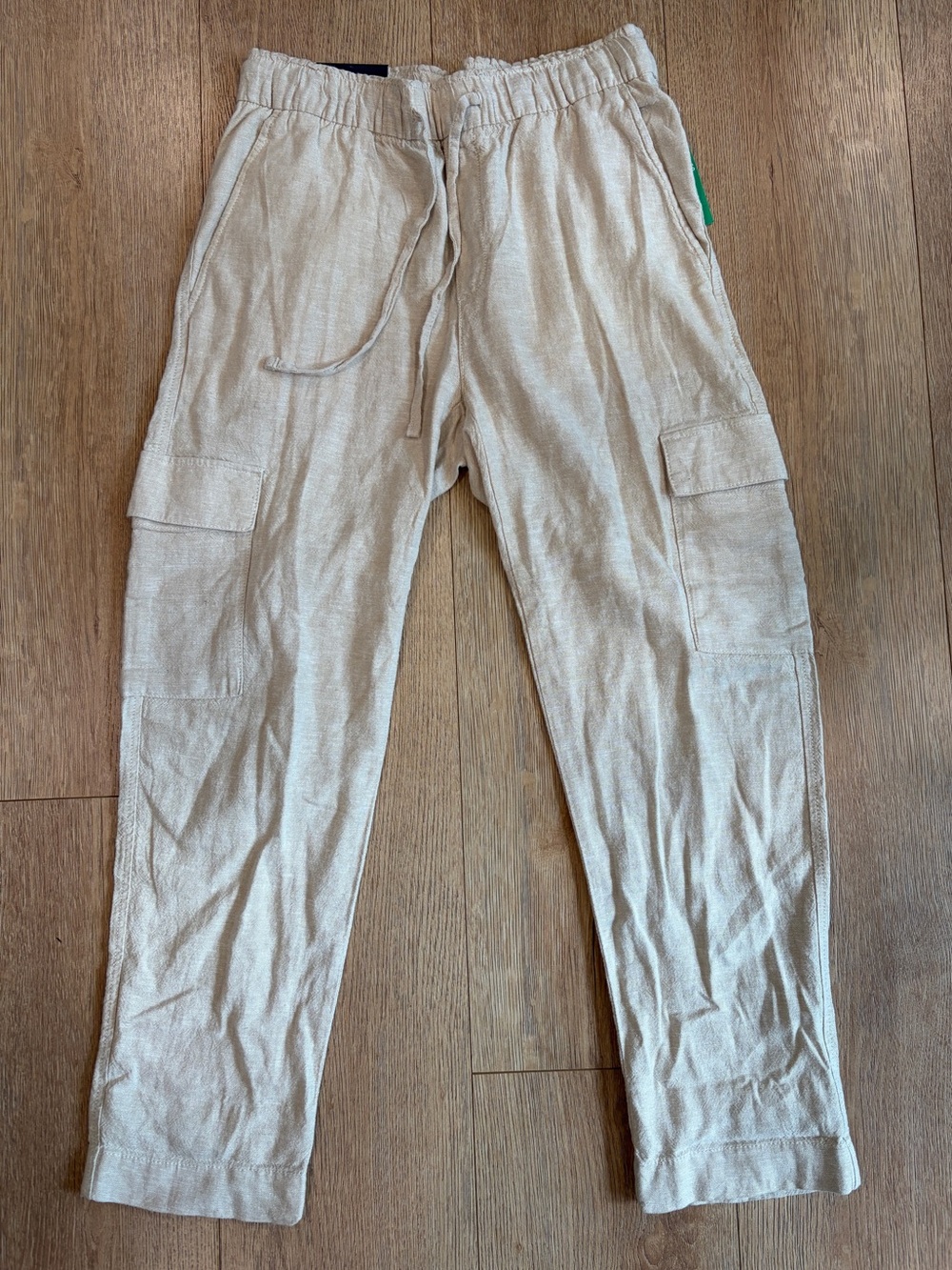 NWT GAP Easy Pant XS Linen Blend Cargo Pants Oatmeal Beige Drawstring Ankle